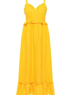 IZIA Damen Maxikleid in orange - Länge: mittel