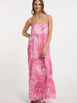 IZIA Damen Maxikleid in pink - Ausschnitt: Karree