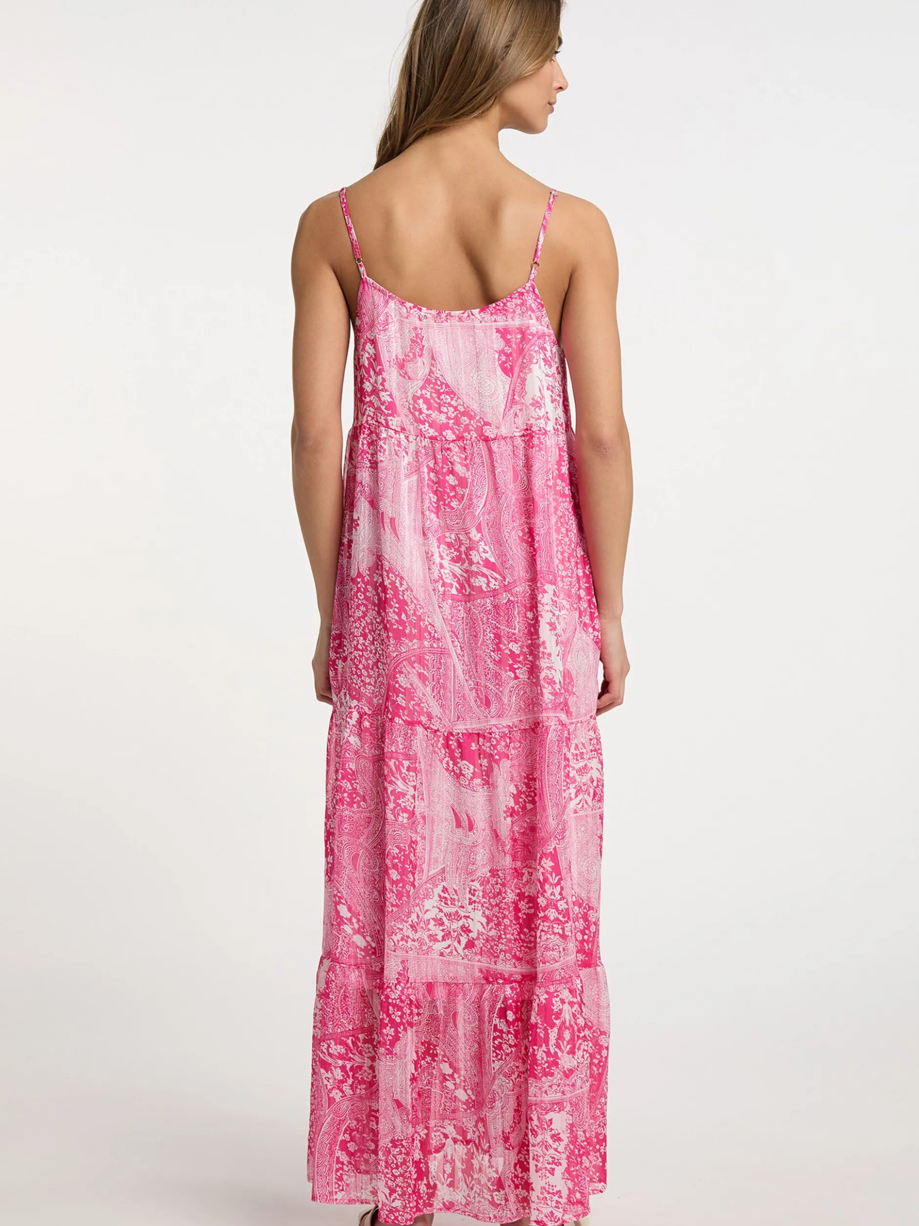 IZIA Damen Maxikleid in pink - Ausschnitt: Karree