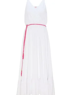 IZIA Damen Maxikleid in weiß - Ausschnitt: V-Ausschnitt