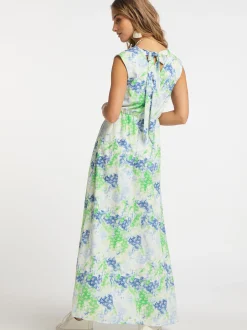 IZIA Damen Maxikleid mit Allover-Print in grün