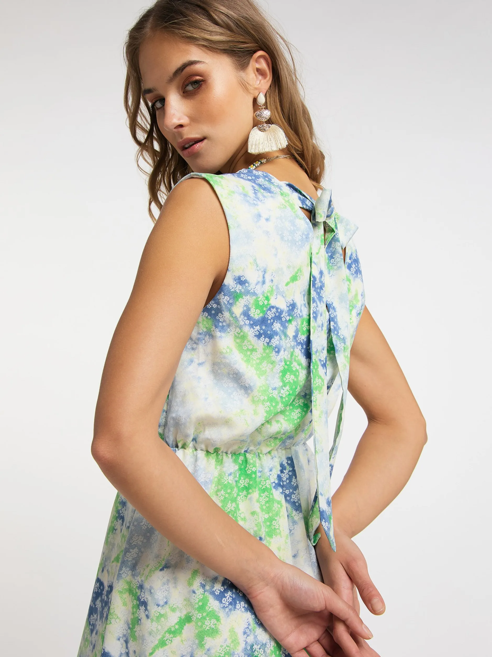 IZIA Damen Maxikleid mit Allover-Print in grün