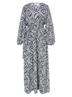 IZIA Damen Maxikleid mit Print in schwarz