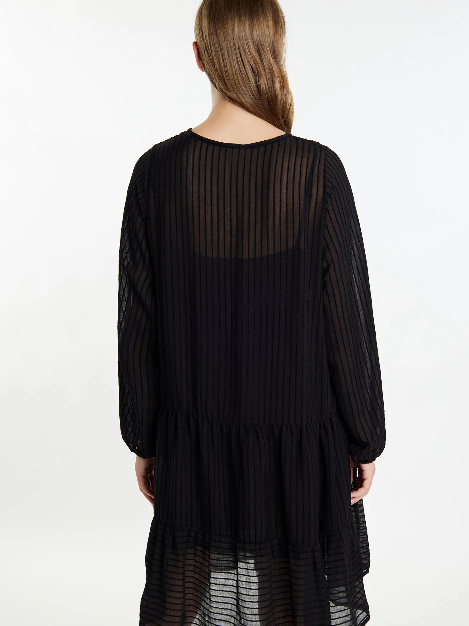 IZIA Damen Midikleid im Streifendesign in schwarz