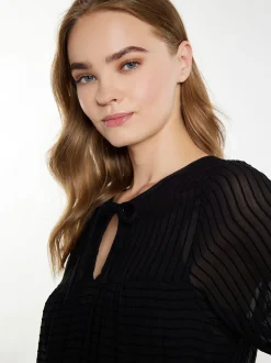 IZIA Damen Midikleid im Streifendesign in schwarz