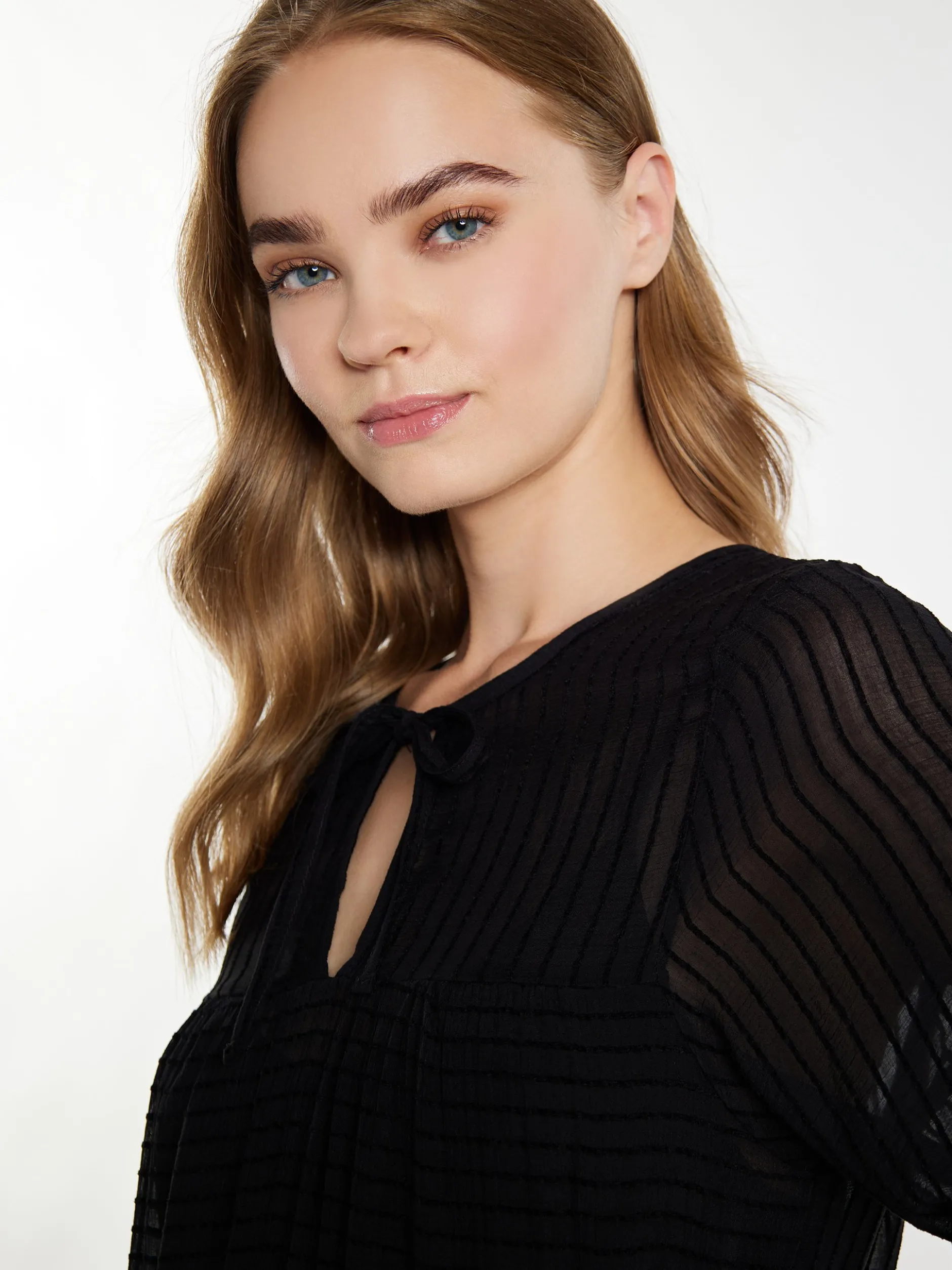 IZIA Damen Midikleid im Streifendesign in schwarz