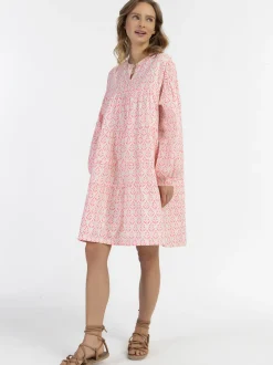IZIA Damen Midikleid mit Allover-Print in pink