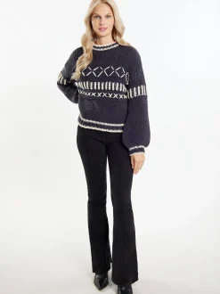 IZIA Damen Pullover in anthrazit