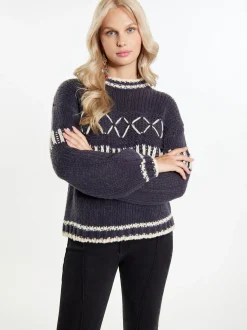 IZIA Damen Pullover in anthrazit