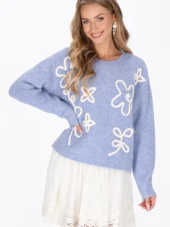 IZIA Damen Pullover in blau - Ausschnitt: Rundhals