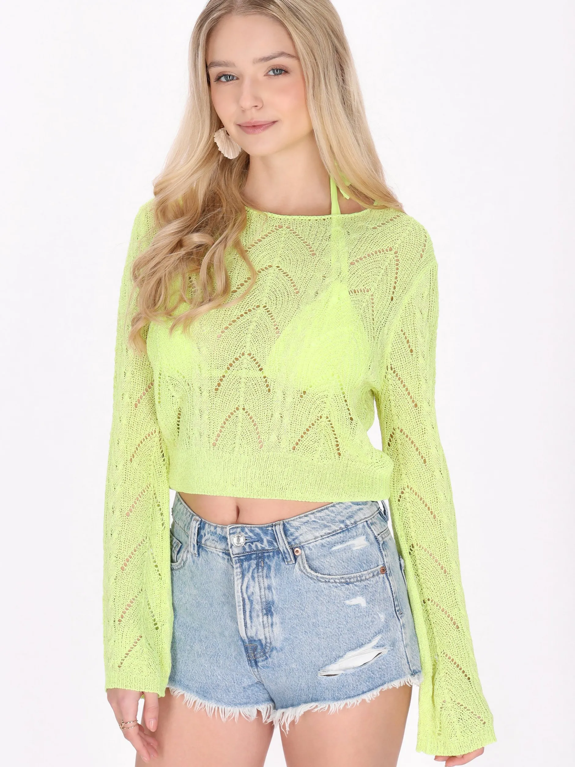 IZIA Damen Pullover in gelb - Ausschnitt: Rundhals
