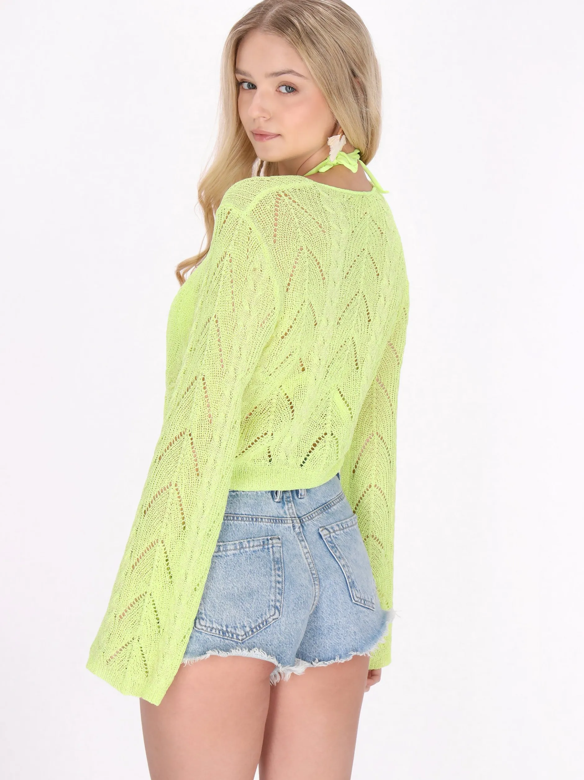 IZIA Damen Pullover in gelb - Ausschnitt: Rundhals