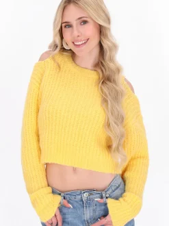 IZIA Damen Pullover in gelb - Ausschnitt: Rundhals