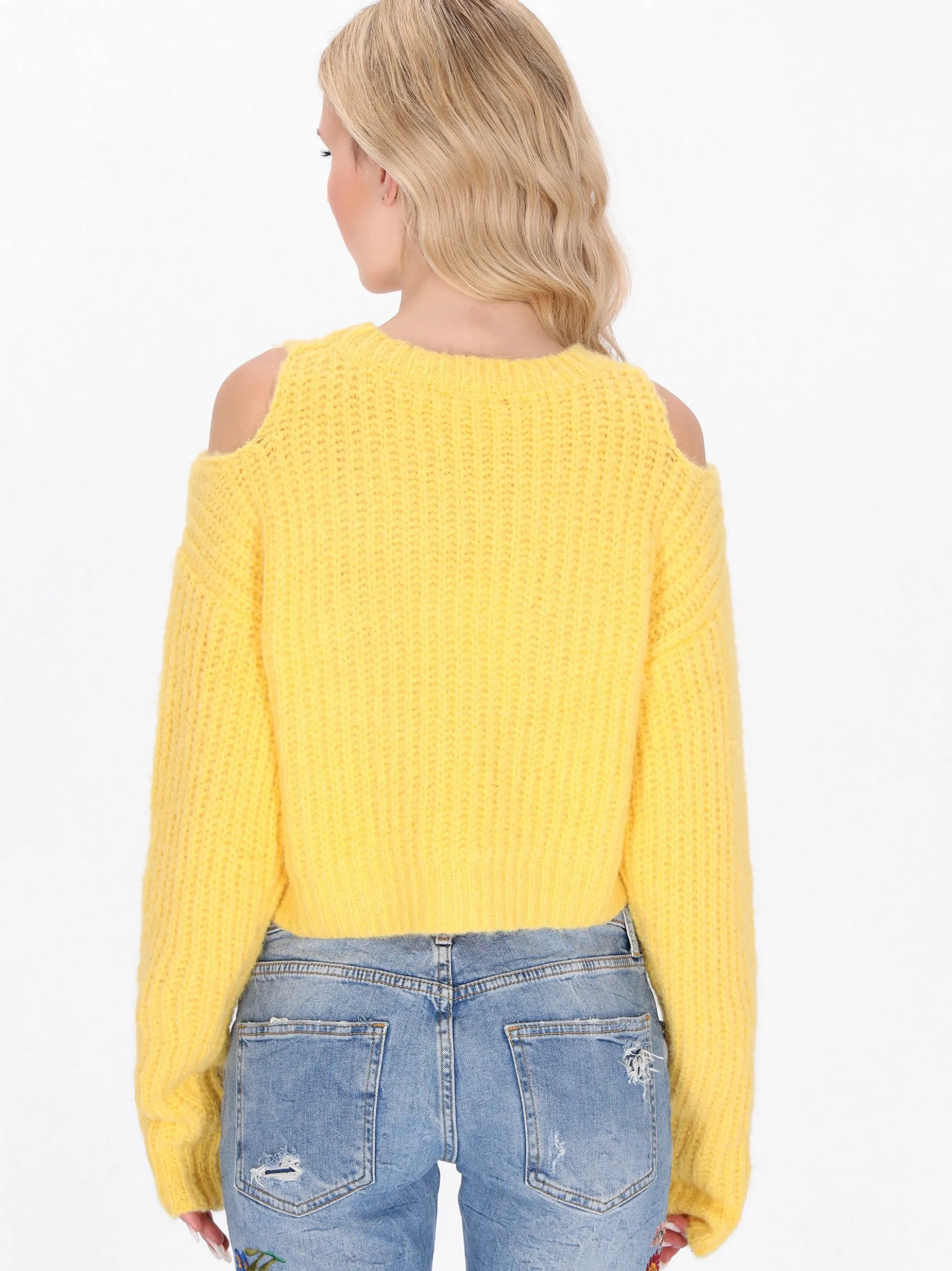 IZIA Damen Pullover in gelb - Ausschnitt: Rundhals