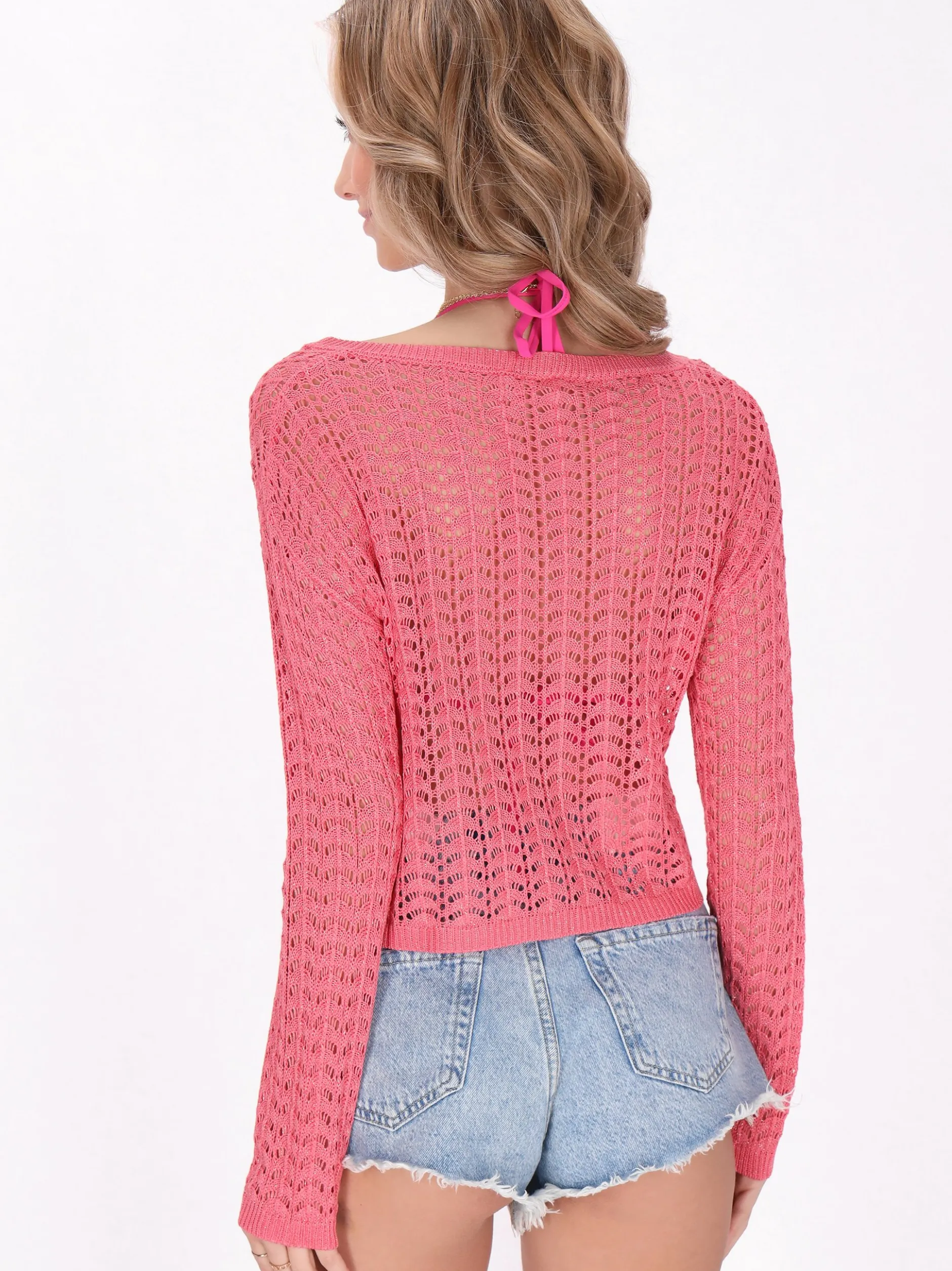 IZIA Damen Pullover in koralle - Ausschnitt: Rundhals