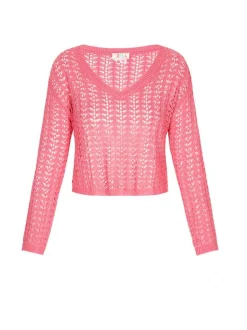 IZIA Damen Pullover in koralle - Ausschnitt: Rundhals