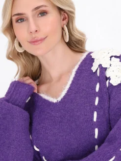 IZIA Damen Pullover in lila