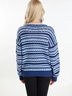 IZIA Damen Pullover in marine - Ausschnitt: Troyerkragen