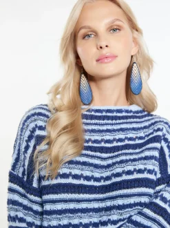 IZIA Damen Pullover in marine - Ausschnitt: Troyerkragen