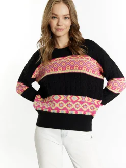 IZIA Damen Pullover in mehrfarbig - Ausschnitt: Rundhals