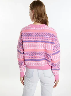 IZIA Damen Pullover in pink - Ausschnitt: Rundhals