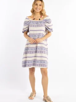 IZIA Damen Sommerkleid in lila - Ausschnitt: Carmen