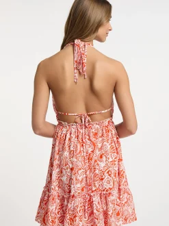 IZIA Damen Sommerkleid in rot - Ausschnitt: V-Ausschnitt