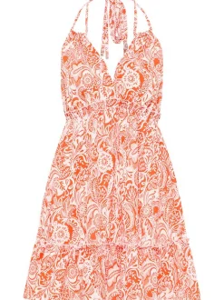 IZIA Damen Sommerkleid in rot - Ausschnitt: V-Ausschnitt