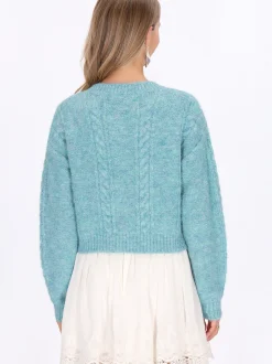 IZIA Damen Strickjacke in blau - Ausschnitt: Rundhals