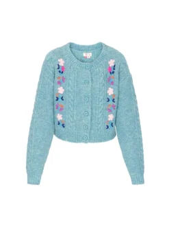 IZIA Damen Strickjacke in blau - Ausschnitt: Rundhals