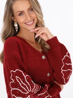 IZIA Damen Strickjacke in bordeaux