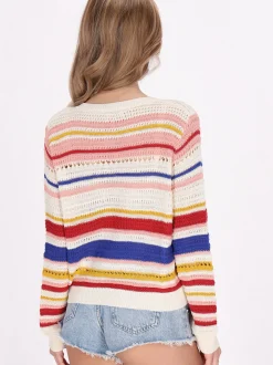 IZIA Damen Strickjacke in ecru - Ausschnitt: Rundhals