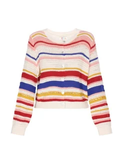 IZIA Damen Strickjacke in ecru - Ausschnitt: Rundhals