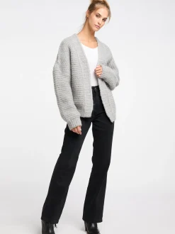 IZIA Damen Strickjacke in hellgrau