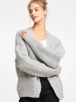 IZIA Damen Strickjacke in hellgrau