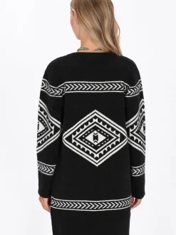 IZIA Damen Strickjacke in schwarz - Ausschnitt: Rundhals