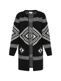IZIA Damen Strickjacke in schwarz - Ausschnitt: Rundhals