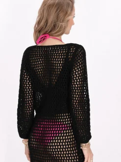 IZIA Damen Strickjacke in schwarz - Ausschnitt: Rundhals