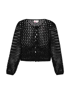 IZIA Damen Strickjacke in schwarz - Ausschnitt: Rundhals