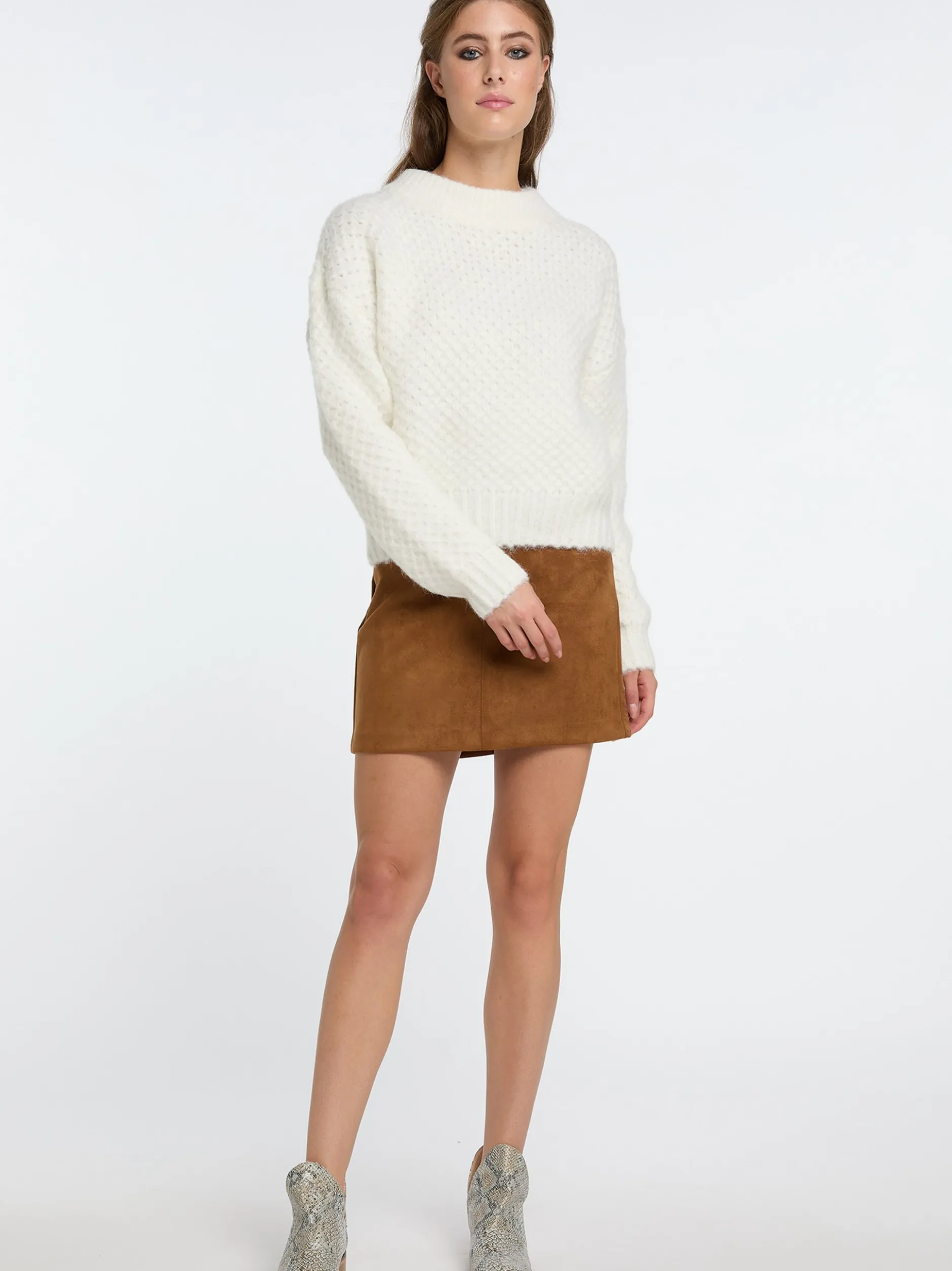 IZIA Damen Strickpullover in weiß
