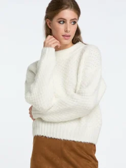 IZIA Damen Strickpullover in weiß