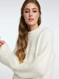 IZIA Damen Strickpullover in weiß