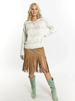 IZIA Damen Strickpullover in weiß - Ausschnitt: Rundhals
