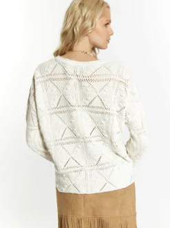 IZIA Damen Strickpullover in weiß - Ausschnitt: Rundhals