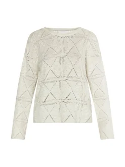 IZIA Damen Strickpullover in weiß - Ausschnitt: Rundhals