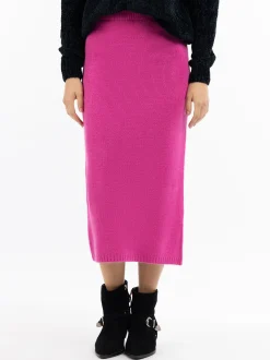 IZIA Damen Strickrock in pink - Länge: mittel