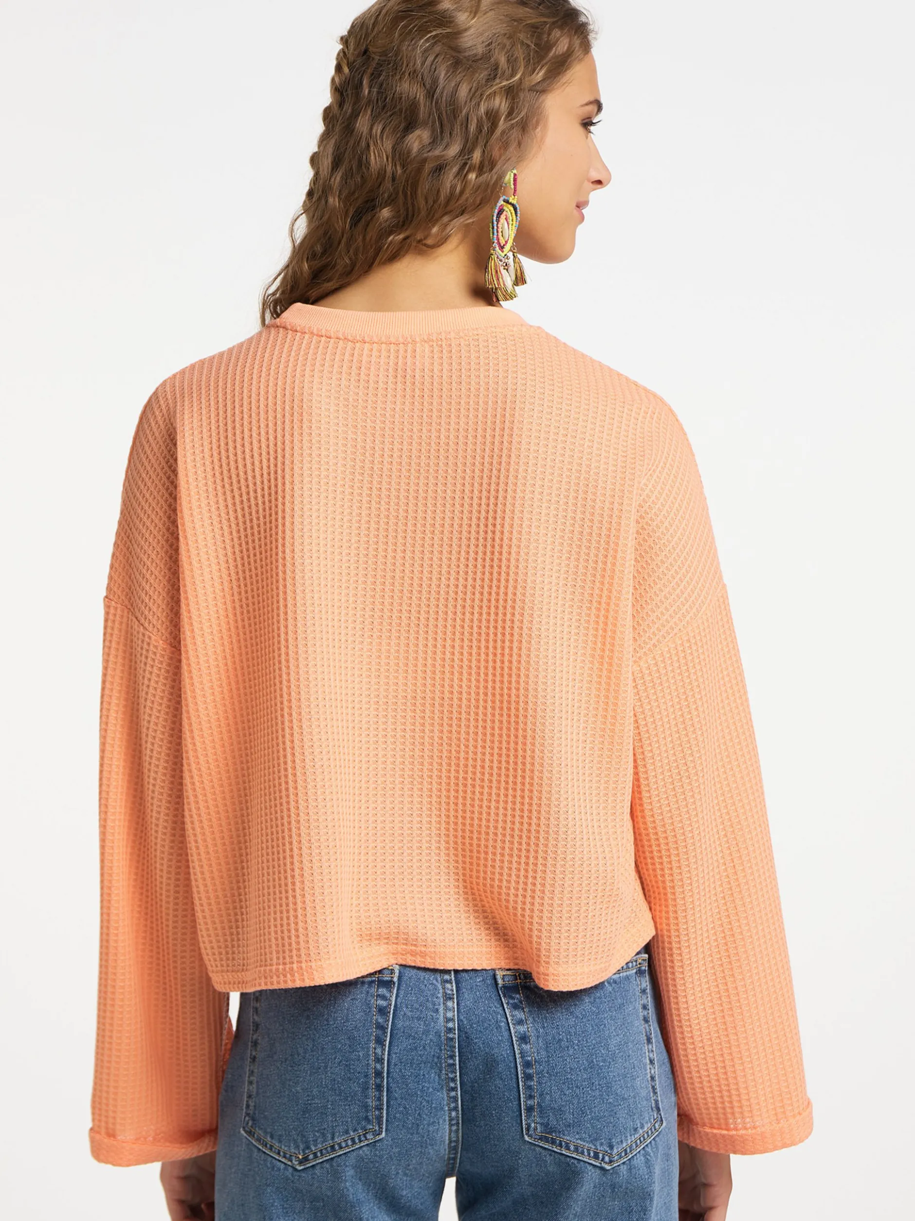 IZIA Damen Sweatshirt in orange - Ausschnitt: Rundhals
