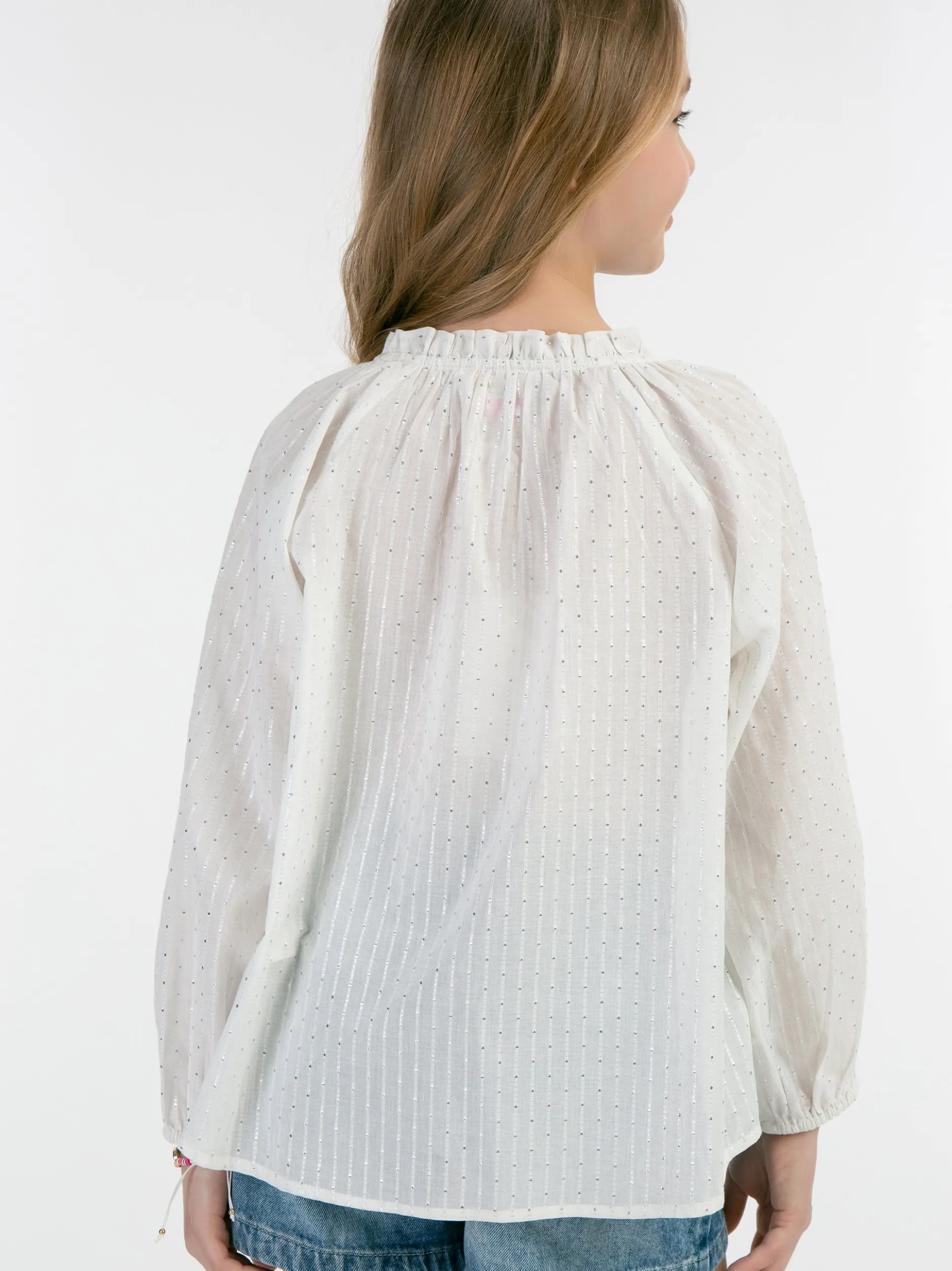 IZIA Mädchen Bluse in weiß - Ausschnitt: Rundhals