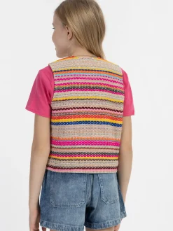 IZIA Mädchen Weste in pink - Ausschnitt: V-Ausschnitt
