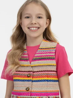 IZIA Mädchen Weste in pink - Ausschnitt: V-Ausschnitt